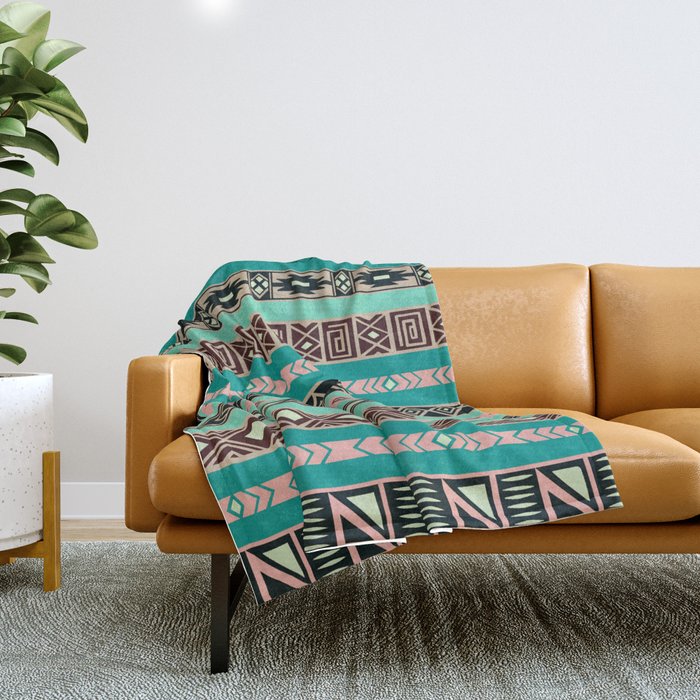 Aztec Tribal Pattern Throw Blanket by rexlambo | Society6