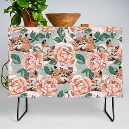 Red foxes in the rose bushes 24 Credenza