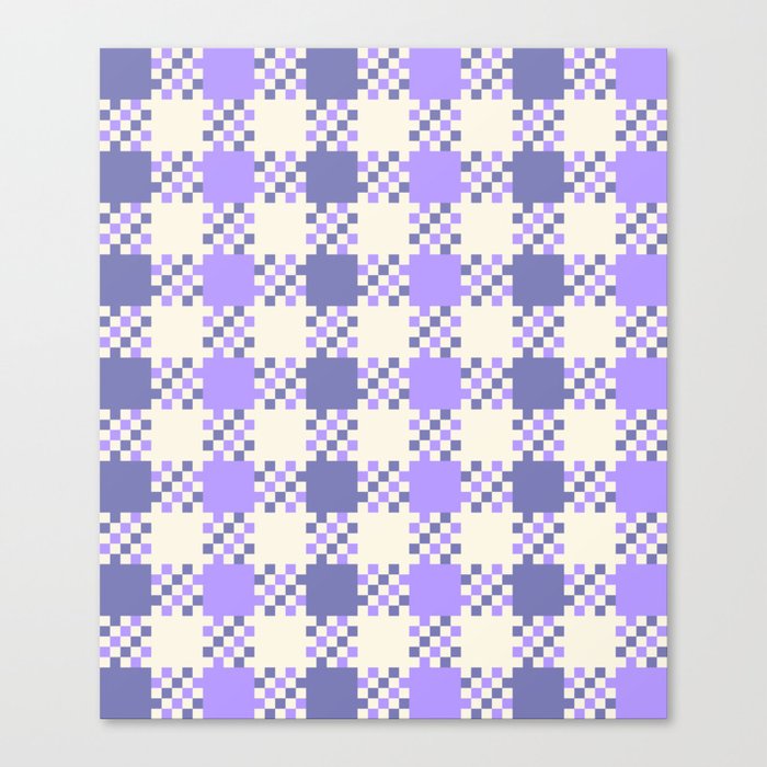 Blue & Very Peri Gingham Checkered Pattern Canvas Print