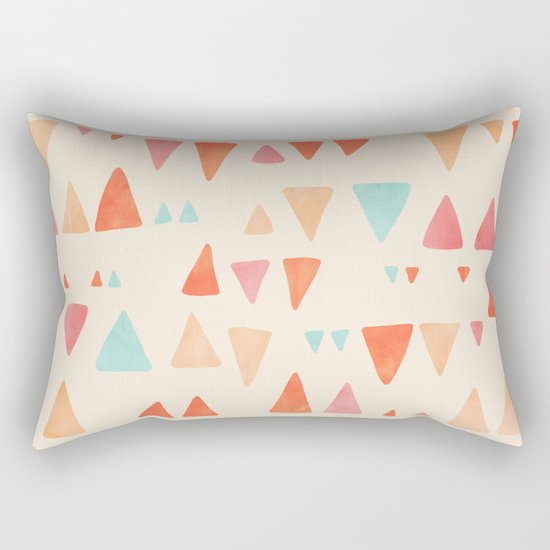 Back & Forth - triangle abstract pattern in peach, aqua & cream Rectangular Pillow