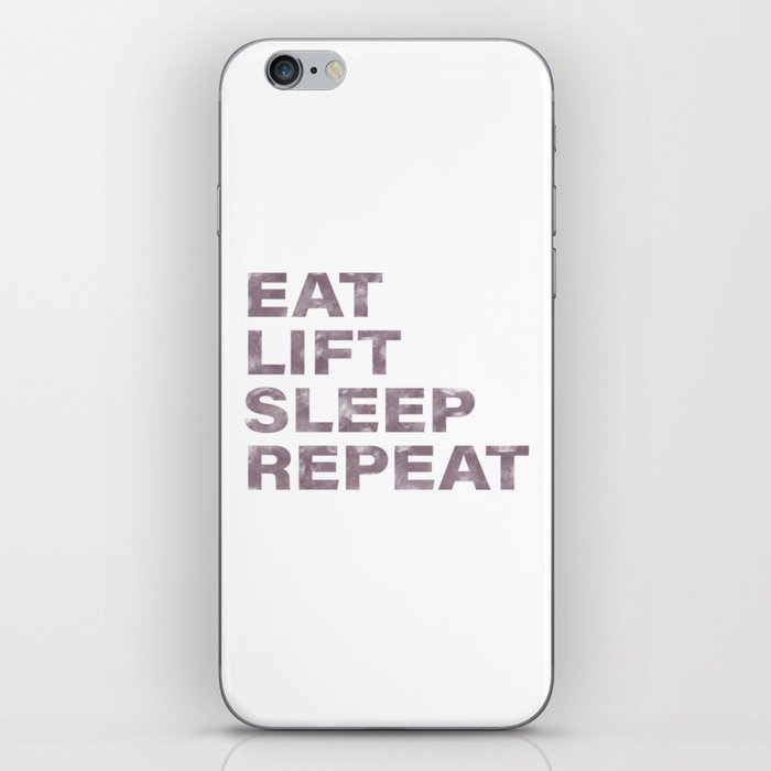 Eat lift sleep repeat vintage rustic purple text iPhone Skin