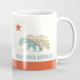 California Bear Flag with Vintage Map Coffee Mug