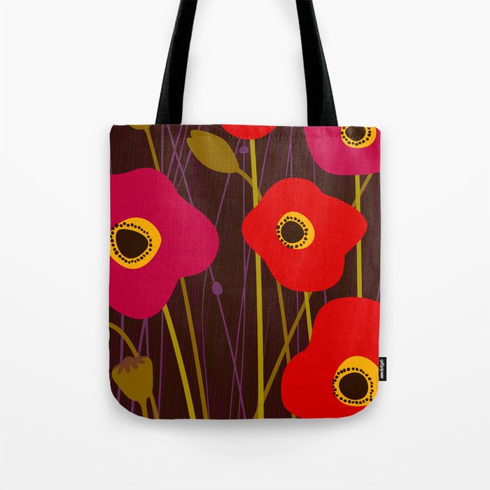 Red Poppy Flowers by Friztin Tote Bag