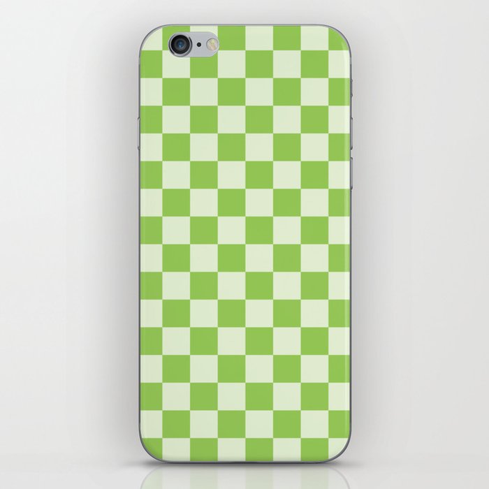 Checkerboard Mini Check Pattern Lime Green iPhone Skin