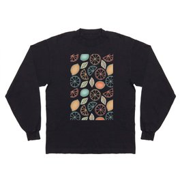 Citrus Slices on Navy Long Sleeve T-shirt