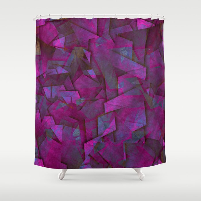 Fragments In Pueple - Abstract, fragmented pattern in purple Shower Curtain
