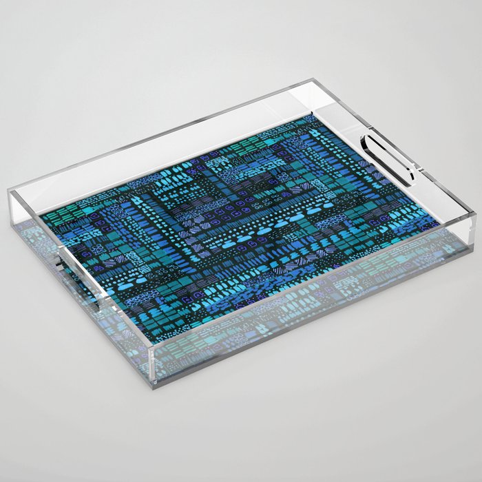 cobalt blue ink marks hand-drawn collection Acrylic Tray
