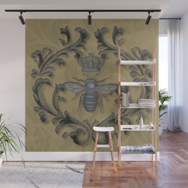 French Bee with Gold Damask Background Wall Mural