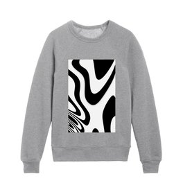 Black and White Zebra Abstract Marble Pattern Design  Kids Crewneck