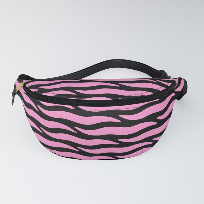 Tiger Wild Animal Print Pattern 334 Black and Pink Fanny Pack