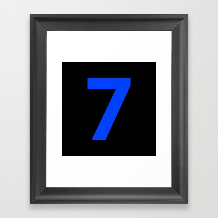 Number 7 (Blue & Black) Framed Art Print