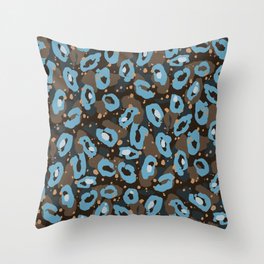 Blue Leopard  Throw Pillow