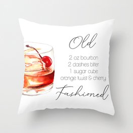 Cocktail Recipe. Old Fashioned. Throw Pillow