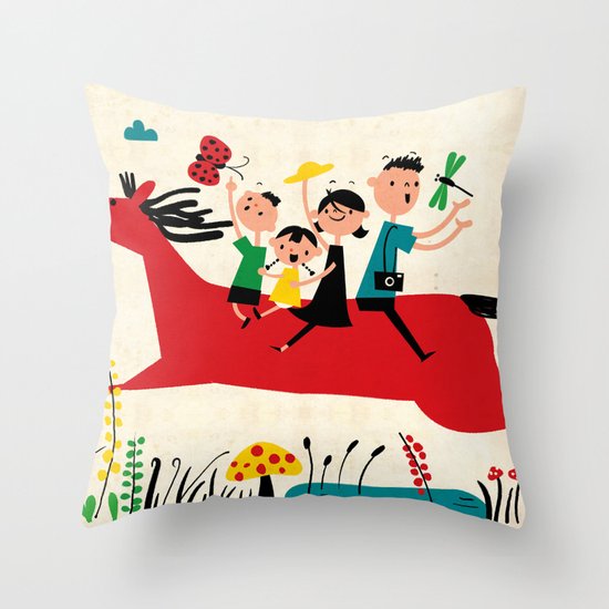 happy horse Throw Pillow