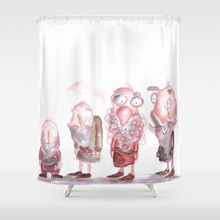 Vintage Cute Old Men Shower Curtain By, Cool Mens Shower Curtains