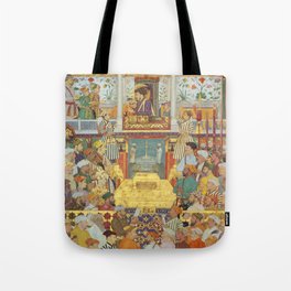 Bichitr - Shah-Jahan receives his three eldest sons and Asaf Khan during his accession ceremonies Tote Bag