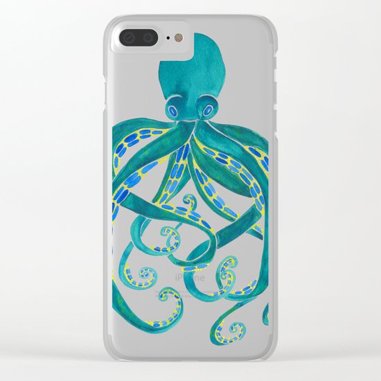 Watercolor Octopus Clear iPhone Case