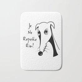 Je ne regrette rien Bath Mat | Cartoon, Noregrets, Whippet, Piaf, Notsorry, Graphicdesign, Funny, Sighthound, Digital, French 