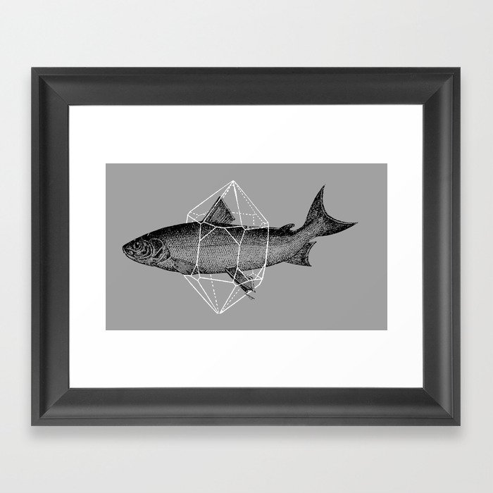 Fish In Geometrics Framed Art Print