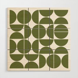 Mid Century Modern Geometric 04 Olive Green Wood Wall Art