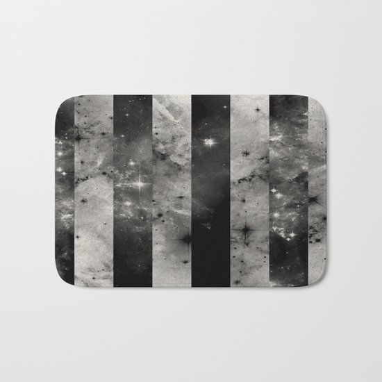 Stripes In Space - Black and white panel effect space scene Bath Mat