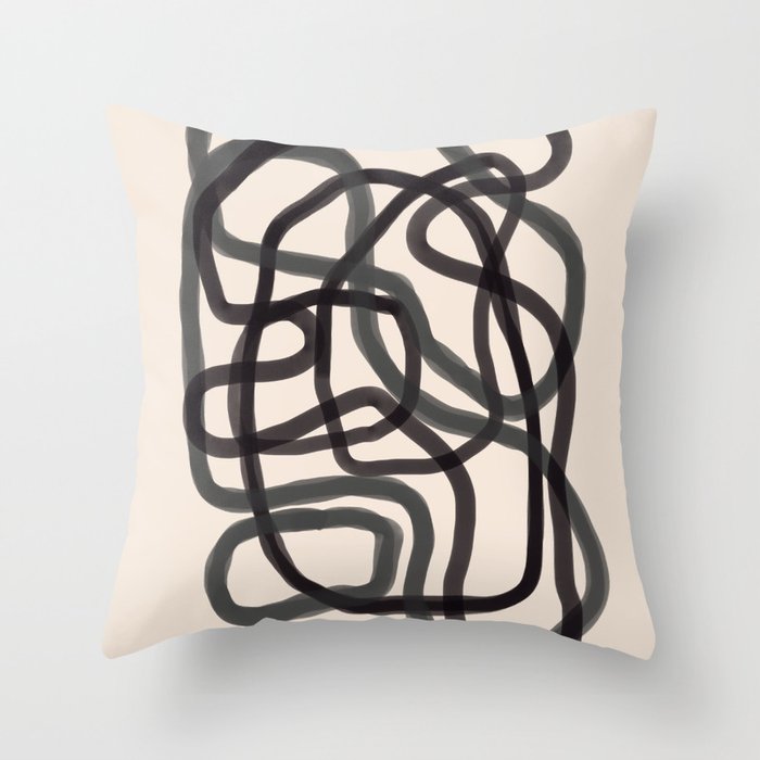 Abstract Composition - Black Marker Throw Pillow