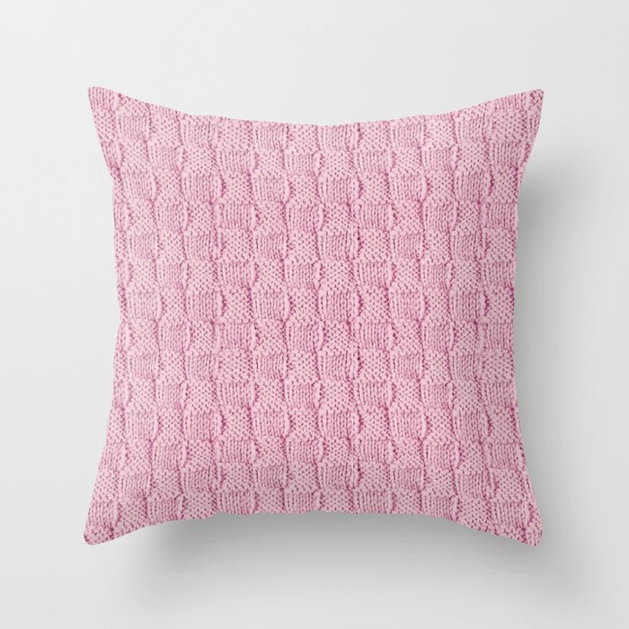 Soft Pink Knit Textured Pattern Throw Pillow by Patricia Society6