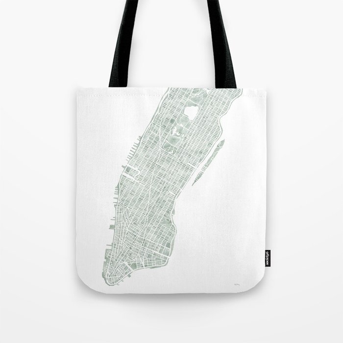 Map Manhattan NYC watercolor map Tote Bag