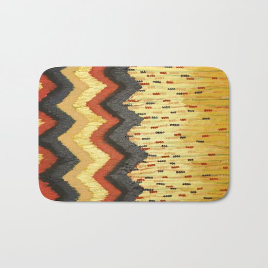 SHINE ON - Gold Glam Chevron Colorful Abstract Acrylic Pattern Painting Modern Home Decor Fine Art Bath Mat