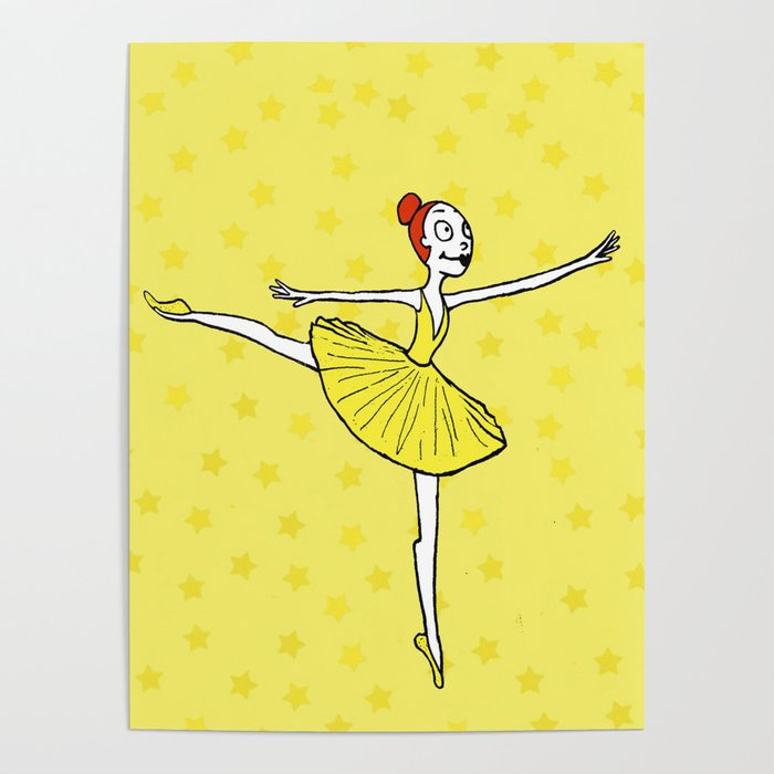 Ballet girl yellow arabesque Poster