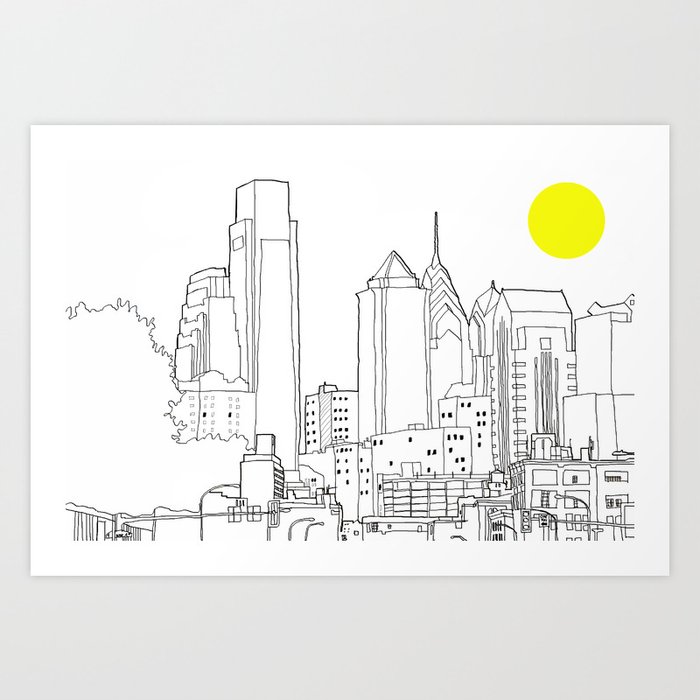 Philly Blueprint BW Art Print