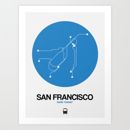 San Francisco Blue Subway Map Art Print | Subway, Sanfrancisco, Typography, Map, Cartography, Adventure, Travel, America, Citymap, Usa 
