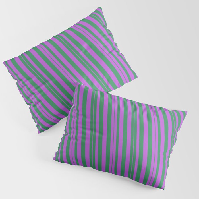 Sea Green and Orchid Colored Stripes/Lines Pattern Pillow Sham