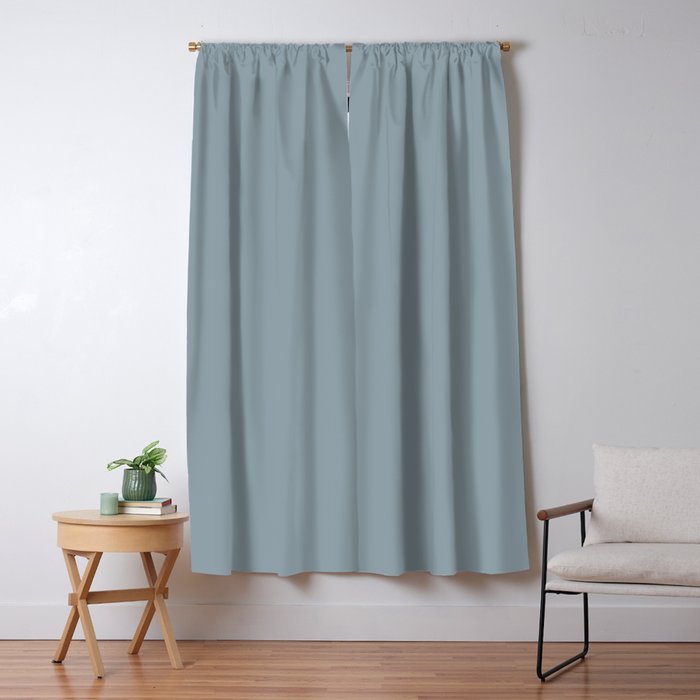 Solid Color Safari Blue Mid Century Modern Blackout Curtain By
