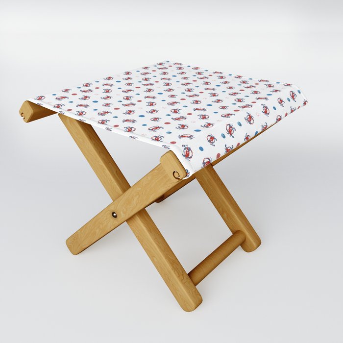 Crabs + Sand Dollars Summertime Seamless Repeat Watercolor  Folding Stool