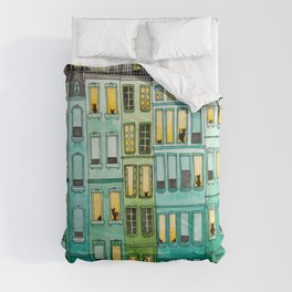 The Green Townhouses Comforter