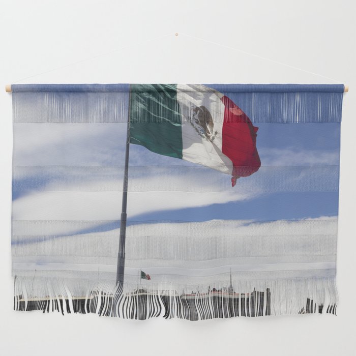Mexico Photography - Mexican Flag Fluttering In The Wind Wall Hanging
