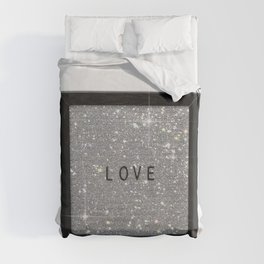 Love Typography Glitter Board Duvet Cover
