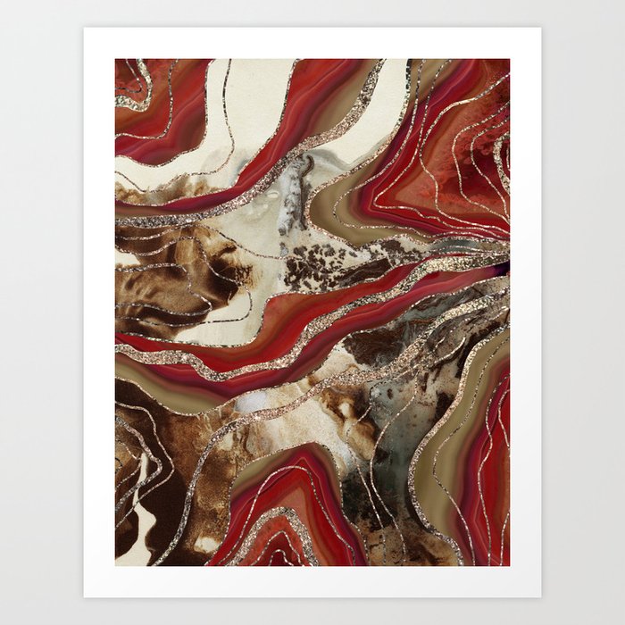 Liquid Marble Agate Glitter Glam #2 (Faux Glitter) #decor #art #society6 Art Print