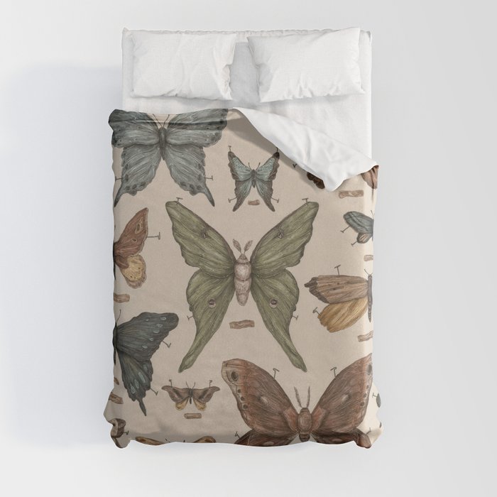 Butterflies and Moth Specimens Duvet Cover