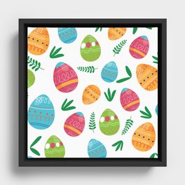 Happy Easter  Pattern  Framed Canvas