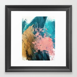 Coral Reef [1]: colorful abstract in blue, teal, gold, and pink Framed Art Print