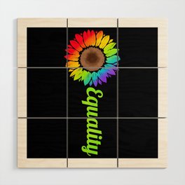 Rainbow Colorful Sunflower Equality LGBTQ Pride Month Wood Wall Art