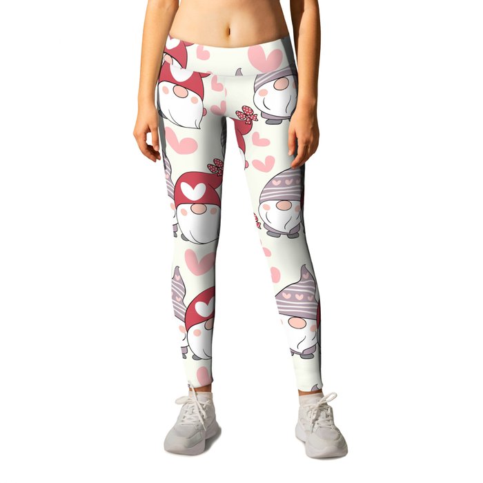 Cute Valentines Day Heart Gnome Lover Leggings