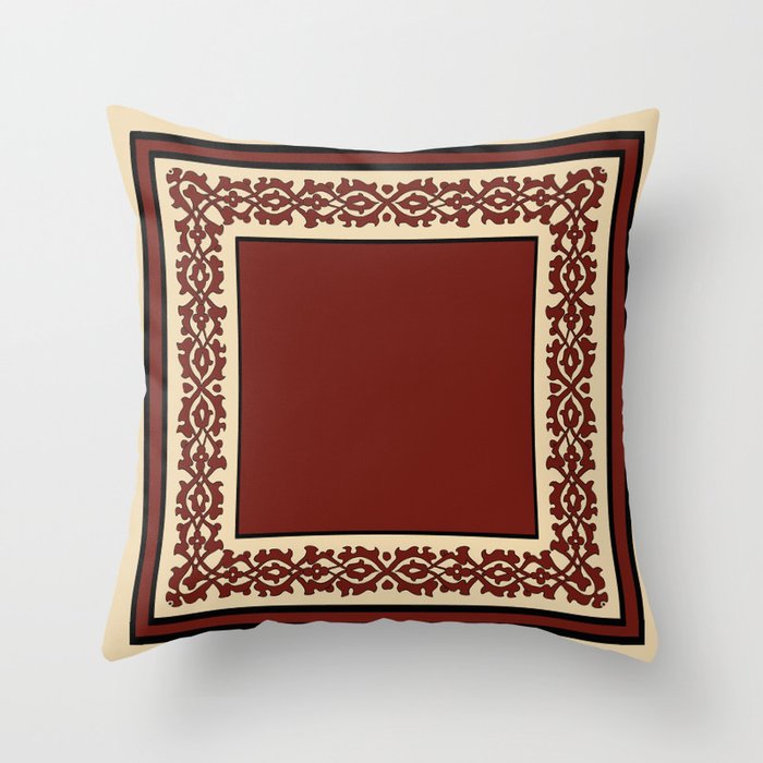 Oriental rug beige and red Throw Pillow