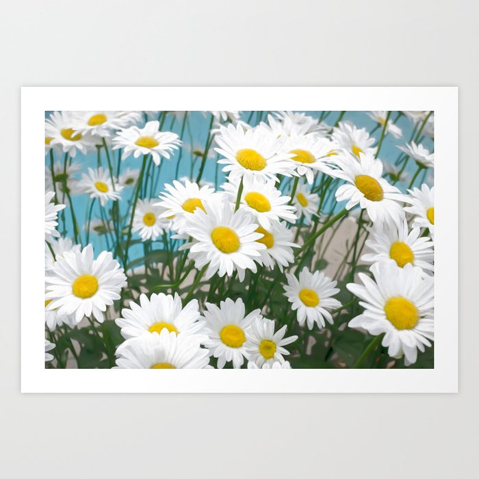 Daisies Flowers In Painting Style 3 Art Print By Galerie503 Society6