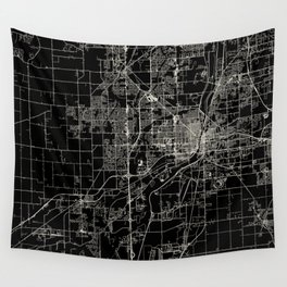 Joliet, USA - black and white city map Wall Tapestry