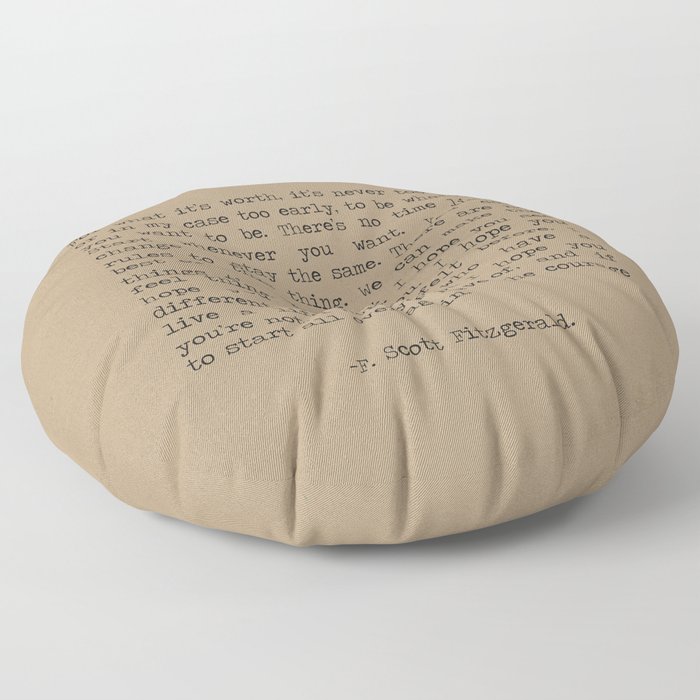 Life For What It's Worth F Scott Fitzgerald Quote The Great Gatsby industrial Style Minimalist Floor Pillow