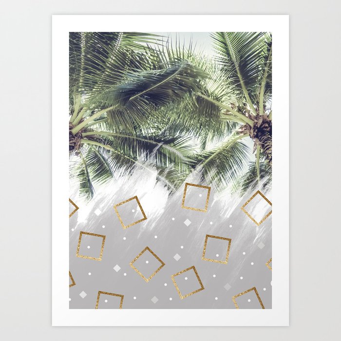 Palm trees and rhombuses Art Print