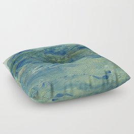 Abstract Blue Green Waves of Aqua Ocean Blue Mountains Floor Pillow